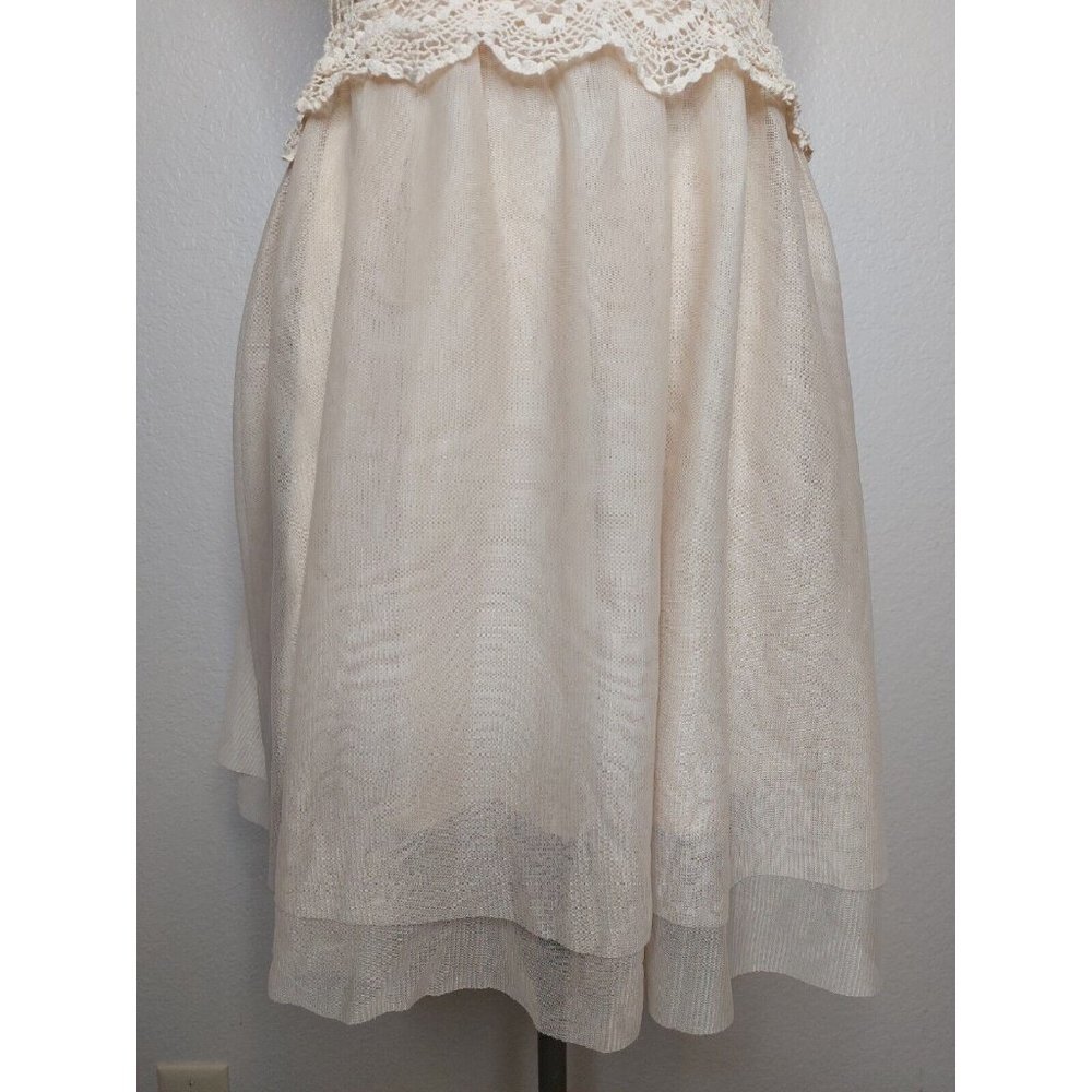 Love Fire Junior Womens Large Lace Dress Off White Beige Halter Lace Sleeveless - Picture 11 of 14